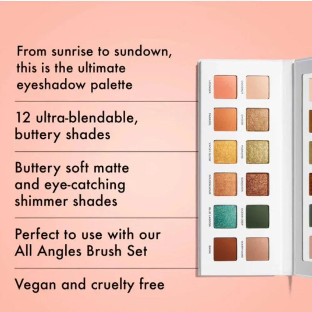 ICONIC London Beachside Babe Eyeshadow Palette | 12 pan 0.65 g ℮ / Net Wt. .27